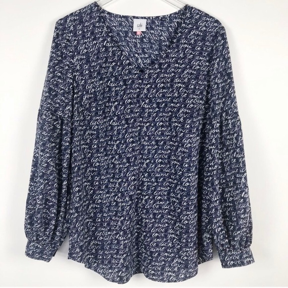 Cabi “Te Amo” Navy Blouse Size Small - Picture 1 of 7